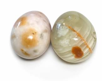 Lot 818: 2 Carved Onyx Stone Eggs