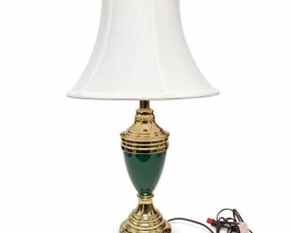 Lot 137: Green and Brass Urn Table Lamp with Bell Shade