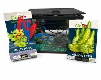 Lot 823A: Top Fin Glass Aquarium with Heater and GloFish Plants