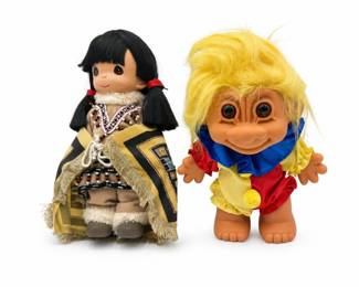 Lot 1038: 2 Dolls: Russ Jester Troll & Precious Moments-Style