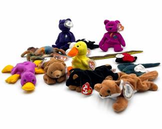 Lot 1007: 12 Ty Beanie Babies with Princess & Millennium Bears