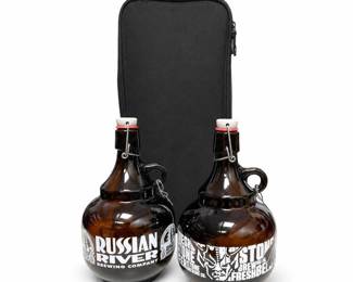 Lot 810: 2 Russian River & Stone Brewing 2L Growlers w/ Case