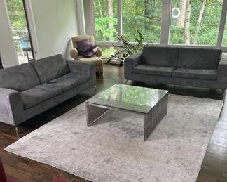 Large Abstract Gray Area Rug