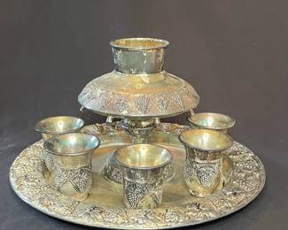 Karshi Jerusalem Silver-Plated Kiddush Wine Fountain Set