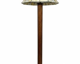 Mission Style Stained Glass Floor Lamp with Geometric Pattern