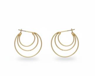 14k Gold Triple Hoop Post Earrings