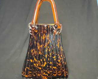 Julia Glass Handbag Vase - Tortoiseshell Pattern