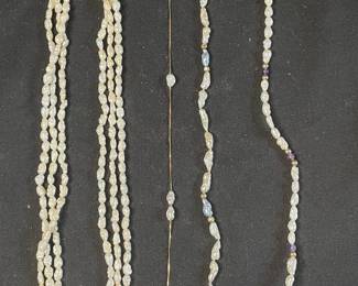 Triple Strand Freshwater Pearl Necklace with 14k Gold Pearl Bracelets Bracelets