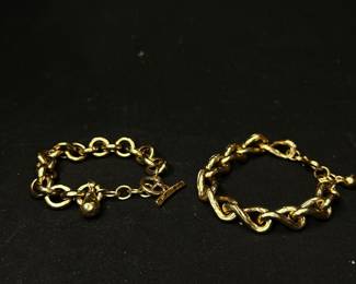 Gold Tone Chunky Link Toggle Bracelets