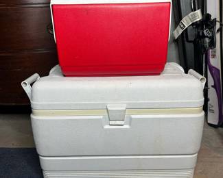 Vintage Igloo Playmate Cooler and Large Igloo Ice Chest