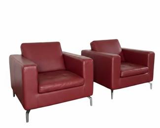 Natuzzi Red Leather Armchairs