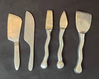 Set of 5 Modernist Stainless Steel Cheese Knives