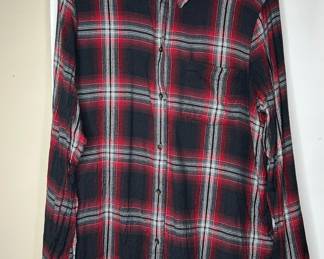 Madewell Women's Red and Black Plaid Flannel Shirt