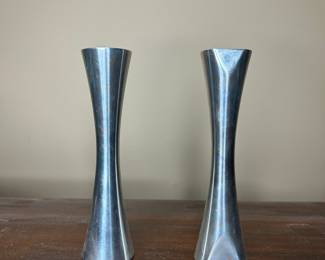 Nambé Studio Tri-Corner Candlestick Holders