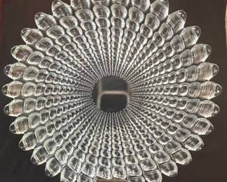 Vintage Clear Pressed Glass Sunburst/Shell Pattern Plate
