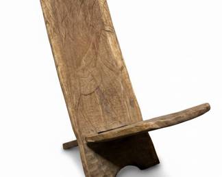 Hand-Carved African Giraffe Motif Folding Chair