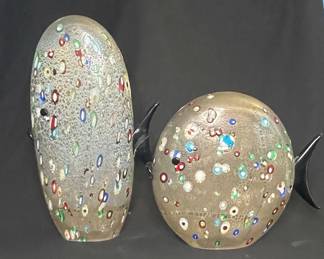 Schiavon Murano Glass Fish Sculptures