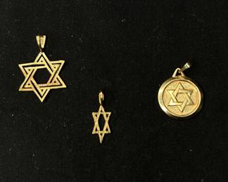 14K Gold Star of David Pendants
