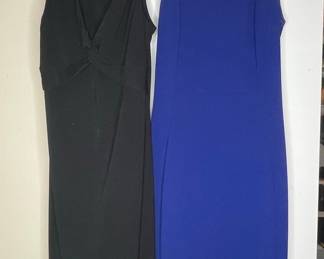 BCBG Paris Black V-Neck Knot Detail Dress and Calvin Klein Blue Sheath Dress