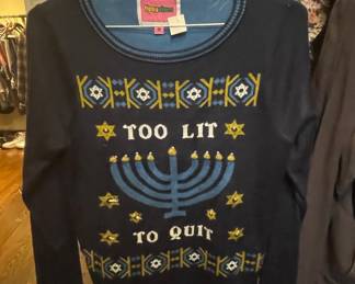 Tipsy Elves Too Lit To Quit Hanukkah Sweater