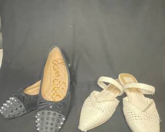 Sam Edelman Black Studded Ballet Flats and Dolce Vita Woven Slingback Espadrille Flats