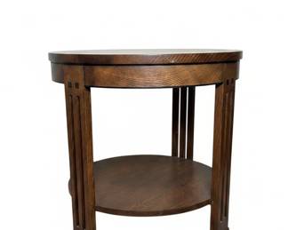 Stickley Mission Collection Round Oak Lamp Table