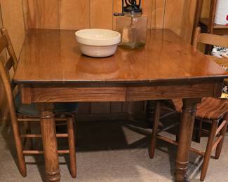 House and Garage Full!! Antique Oak Kitchen Table with 2 Chairs