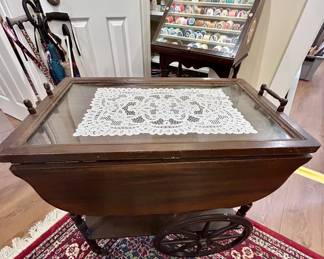Vintage Drop-Leaf Sewing & Knitting Cart