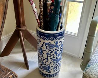 Blue & White Ceramic Umbrella Stand