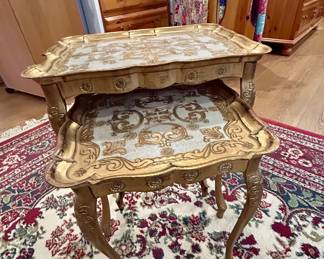 Vintage Italian Florentine-Style Two-Tier Tea Table