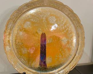 Vintage Marigold Carnival Glass Serving Tray
