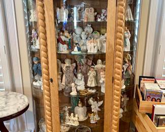 Oak Curved Glass Curio Cabinet