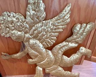 Large Gilded Cherub Wall Plaque