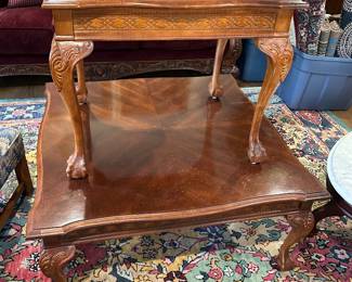 Traditional Carved Wood Coffee Table • Matching Carved Wood End Table