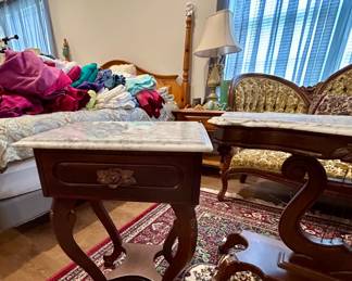 Vintage Marble-Top End Table