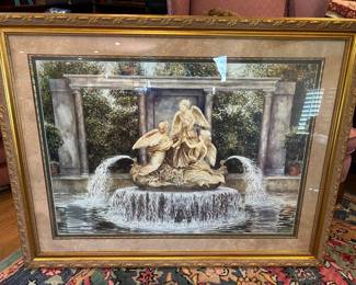 Large Framed Angel Fountain Print