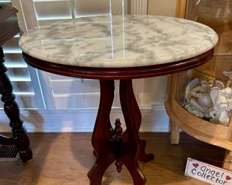 Vintage Marble-Top Accent Table