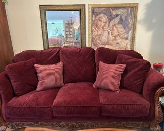 Traditional Carved Wood Sofa