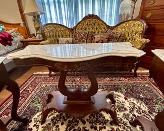 Vintage Marble-Top Console Table