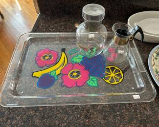 Painted Clear Fruit Tray 