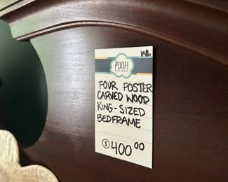 Four Poster Carved Wood King-Size Bed Frame 