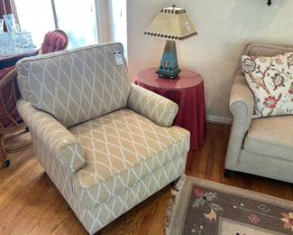 Alsy Country Expressions Table Lamp, Armchair, Glass Top Table 