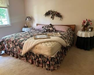 Glass Top Tables, Faux Plants, Bedding
