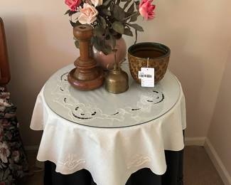 Glass Top Table, Faux Plants, Italian Ceramic Planter 