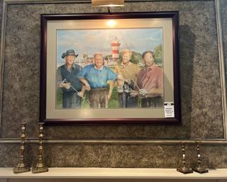 Candlestick Holders, Golf Watercolor Framed Painting