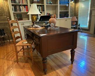 Typewriter, Decorative Table Lamp, Wooden Chair, Wooden Desk 
