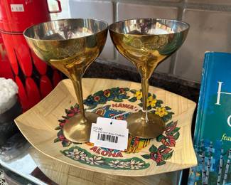"His and Hers" Brass Chalices, Hawaii Wooden Bowl 