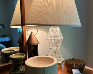Stone Bowl, Crystal Lamp 