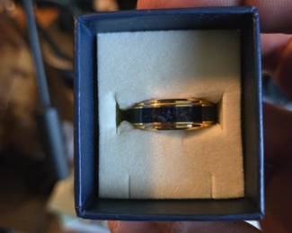 Men's Lapis Lazuli & Tungsten Ring, Size 10