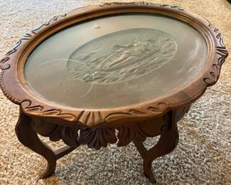 Hand Carved table with removable top